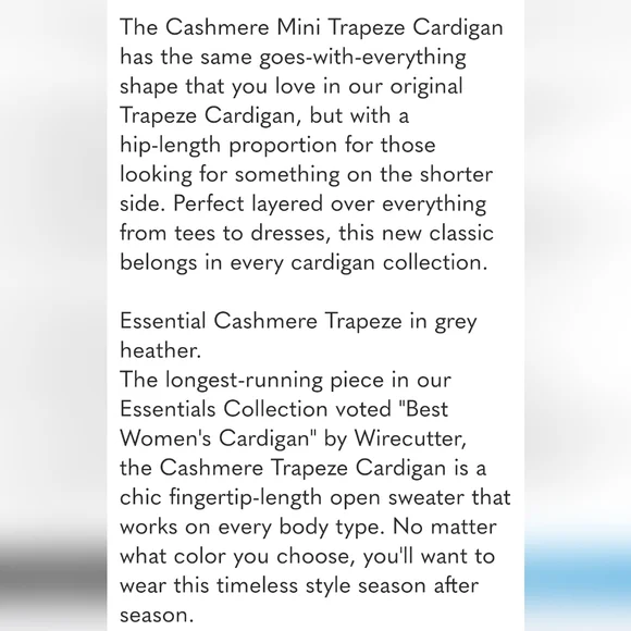 White + Warren Essential Cashmere Mini Trapeze Cardigan Sweater Gray Hea… - Picture 2 of 7